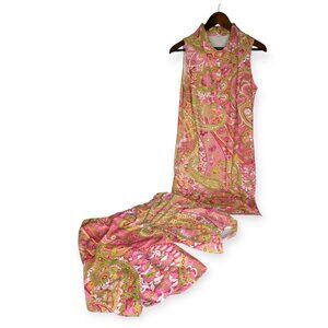Tee 2 Sea Pink Paisley Sleeveless Dress & Matching Shorts Set Size Large
